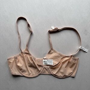 Aerie Smoothez Mesh Unlined Balconette Bra in Nude Semi Sheer 34B Neutral